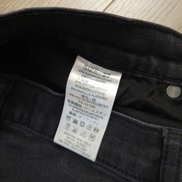 Free People Jeans Women 27 Black Distressed Skinny Hi Rise Bikercore We The Free - Picture 5 of 10